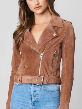 Blank NYC Suede Leather Moto Jacket in Coffee Bean Size Small NWT